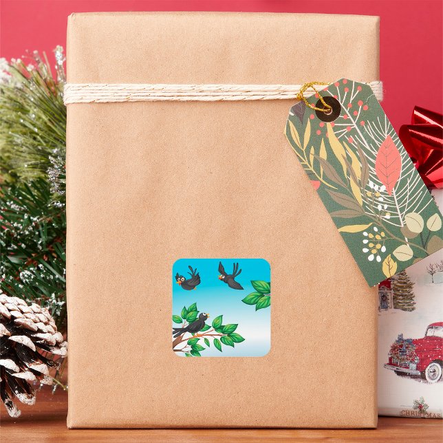 Sticker Carré Oiseaux Dans Un Arbre (Créateur téléchargé)