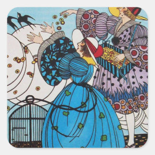 STICKER CARRÉ OISEAUX DE PRINTEMPS / CONCEPTEUR DE COSTUME MODE