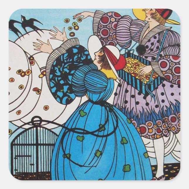 STICKER CARRÉ OISEAUX DE PRINTEMPS / CONCEPTEUR DE COSTUME MODE (Devant)