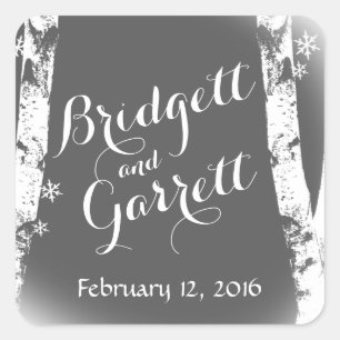 Sticker Carré Oiseaux d'hiver et flocons de neige