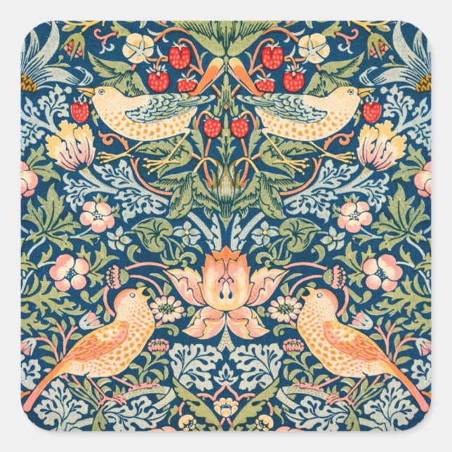 Sticker Carré Oiseaux & Fleurs Wm Morris  (Devant)