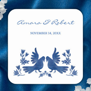 STICKER CARRÉ OISEAUX OTOMI DE COULEUR D'EAU