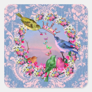 Sticker Carré Oiseaux royaux par Bella Bella Studios