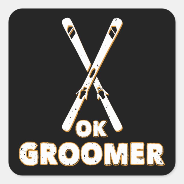 Sticker Carré Ok Groomer Skis (Devant)