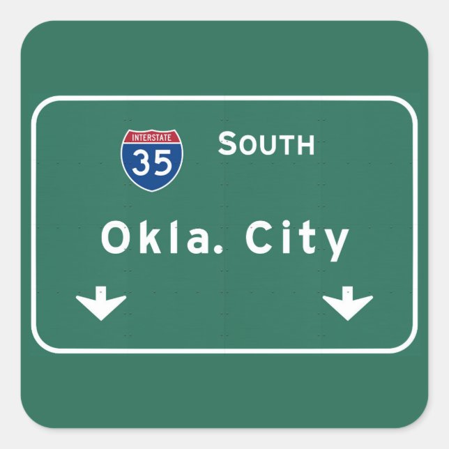 Sticker Carré Oklahoma City ok Autoroute Interstate Freeway : (Devant)