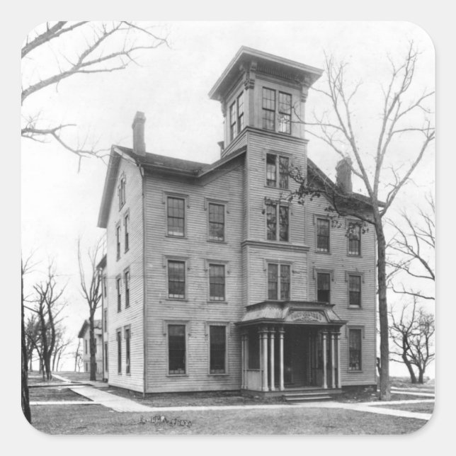 Sticker Carré Old College, Evanston, construit en 1855 (Devant)