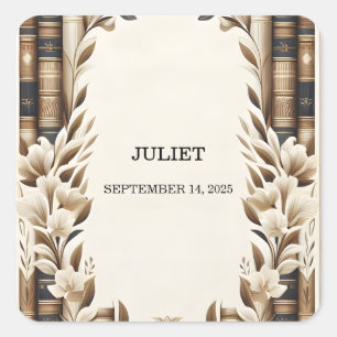 Sticker Carré Old English Retro Book Club Fête des mariées de co