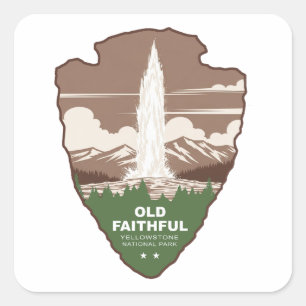 Sticker Carré Old Faithful Parc national de Yellowstone Arrowhea