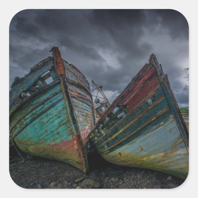 Sticker Carré Old fishing boats (Devant)