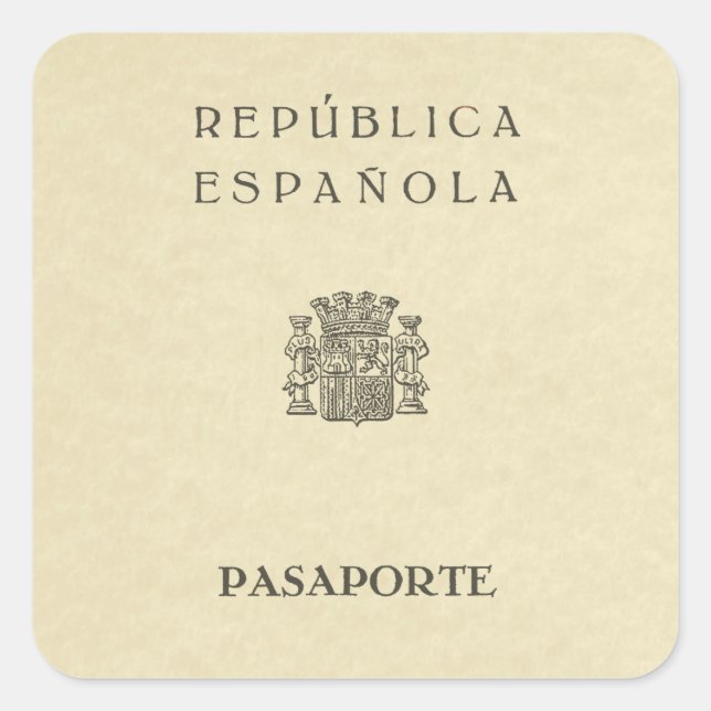 Sticker Carré Old Spanish Republic passport (seiche paper) (Devant)