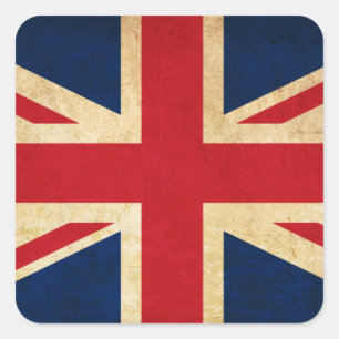 Sticker Carré Old Vintage Grunge United Kingdom Flag Union