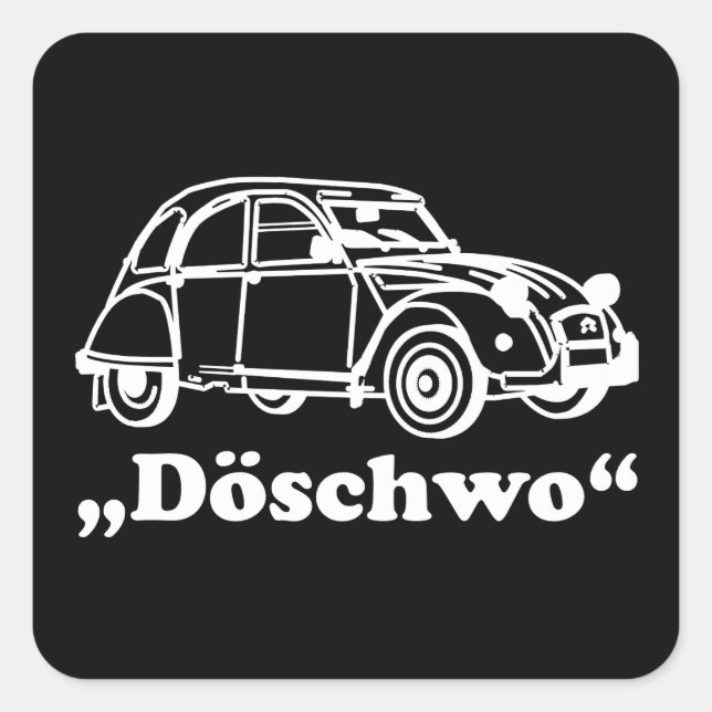 Sticker Carré Oldtimer 2cv Döschwo blanc Silhouette (Devant)