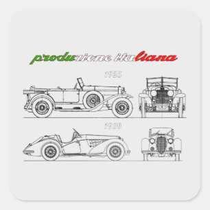 Sticker Carré Oldtimer Amore Motore Alfa Romeo