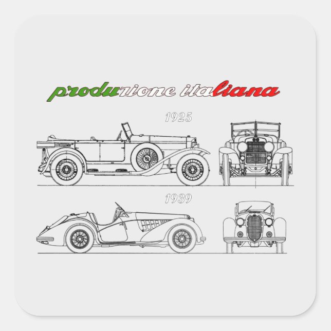 Sticker Carré Oldtimer Amore Motore Alfa Romeo (Devant)