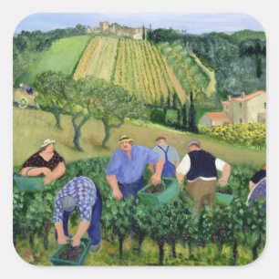 Sticker Carré Olives et tournesols de vignoble