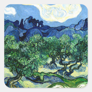 Sticker Carré Oliviers aux Alpilles paysage art Van Gogh