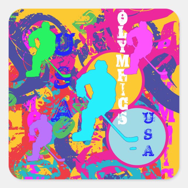 STICKER CARRÉ OLYMPIC HOCKEY (Devant)