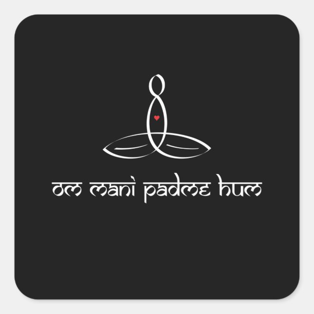 Sticker Carré Om Mani Padme Hum - Style sanskrit blanc (Devant)