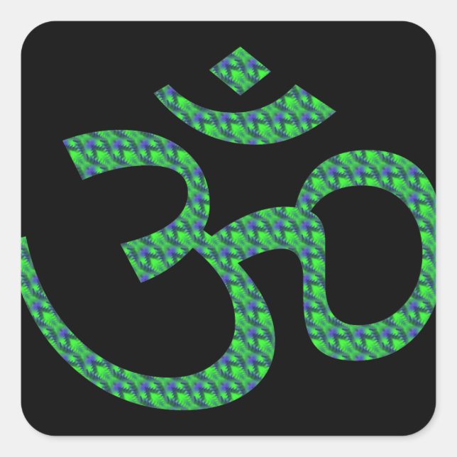 Sticker Carré Om ou Aum à motif bleu vert ॐ.png (Devant)