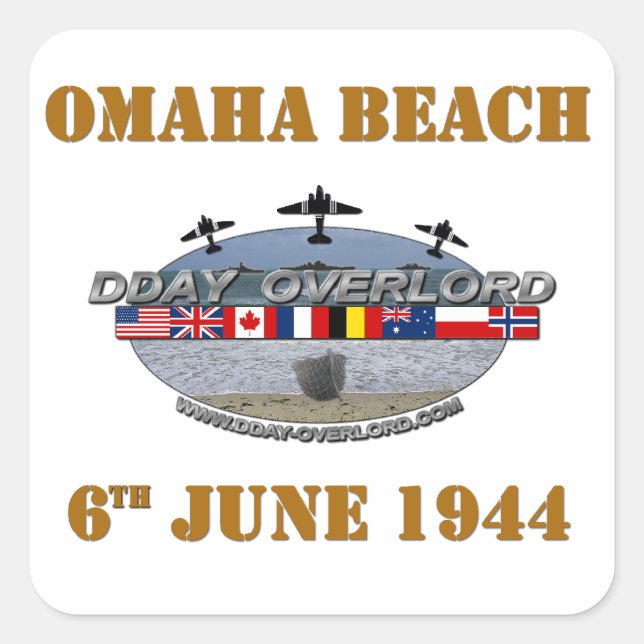 Sticker Carré Omaha Beach 6th June 1944 (Devant)