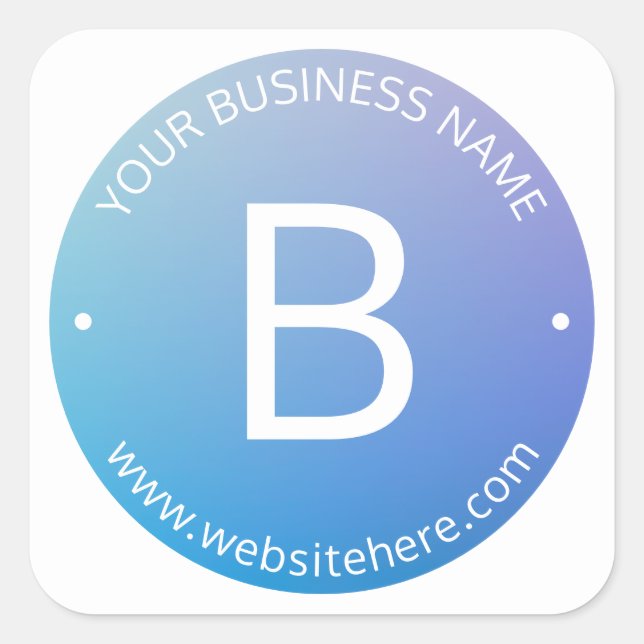 Sticker Carré Ombre de fond bleu et violet avec texte modifiable (Devant)