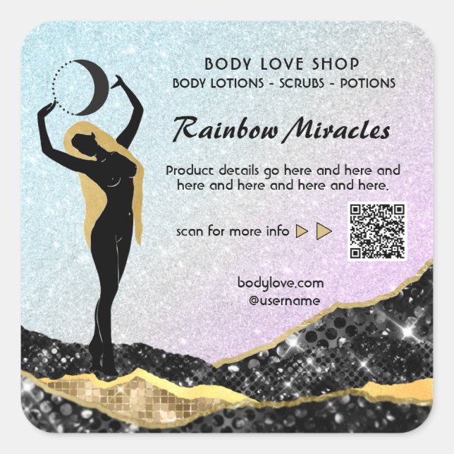 Sticker Carré *~* Ombre Goddess Intention Spell AP24 Rainbow Squ (Devant)