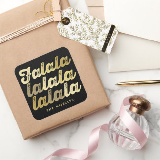 Sticker Carré Ombre Gold Falalalala Bold Script moderne