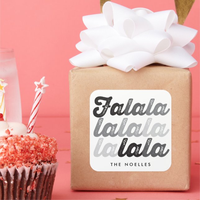 Sticker Carré Ombre Gris Falalalala Script Moderne Gras Vacances (Fête)