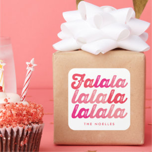 Sticker Carré Ombre Pink Falalalala Bold Script moderne