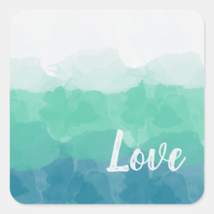 Sticker Carré Ombre Turquoise Blue et Neo Mint Love Gradient