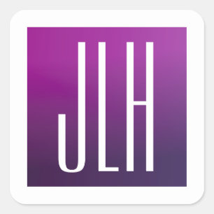 Sticker Carré Ombre violet et initiales blanches ou autre texte