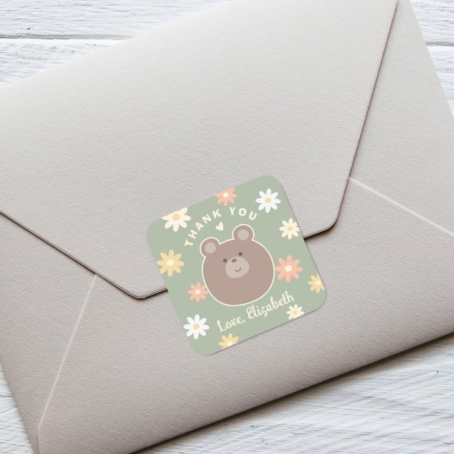 Sticker Carré On peut attendre le Merci de Baby shower de printe (Créateur téléchargé)