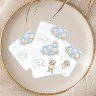 Sticker Carré On Peut Attendre Teddy Bear Baby shower