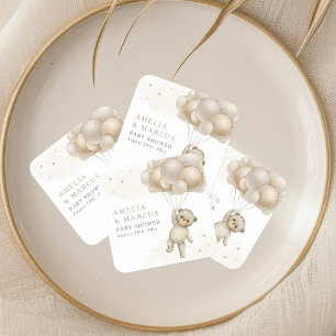 Sticker Carré On Peut Attendre Teddy Ours Neutre Douche