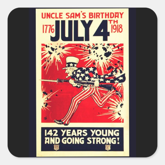 Sticker Carré Oncle Sam's 142nd Birthday (Devant)