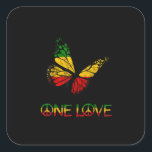 Sticker Carré One Love Butterfly Rasta Reggae<br><div class="desc">One Love Butterfly Rasta Reggae</div>