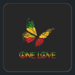 Sticker Carré One Love Butterfly Rasta Reggae<br><div class="desc">One Love Butterfly Rasta Reggae</div>