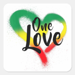 Sticker Carré One Love One Heart Reggae Vibes