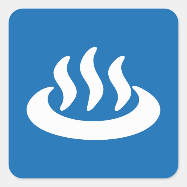 Sticker Carré Onsen ♨ Hot Spring 温 泉 Japonais (Devant)