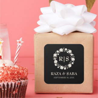 Sticker Carré Onyx Grace Black and Ivory Wedding