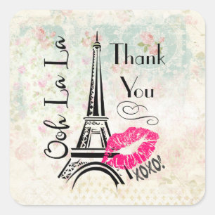 Sticker Carré Ooh La Paris Tour Eiffel Merci
