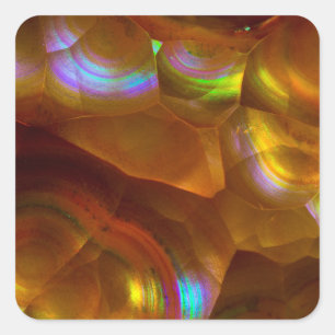 Sticker Carré Opale de feu orange iridescente