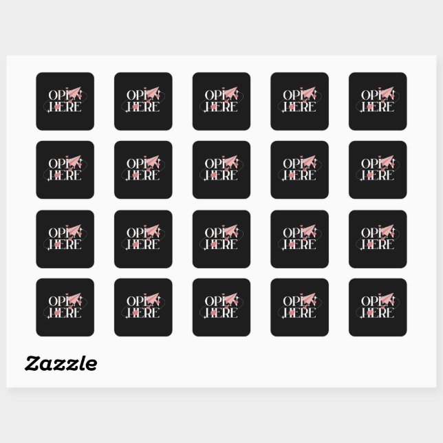 Sticker Carré Open Here"  — Chic Pink Bird Envelope Seal (Feuille)