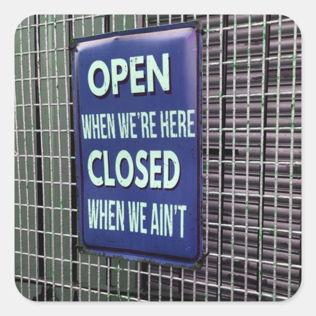 Sticker Carré Open Sign Funny, Closed Sign Funny (Devant)
