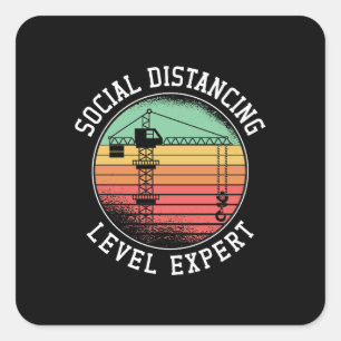 Sticker Carré Opérateur de grue Niveau de distance sociale Exper