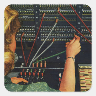 Sticker Carré Opérateur de tableau de bord téléphonique, entrepr