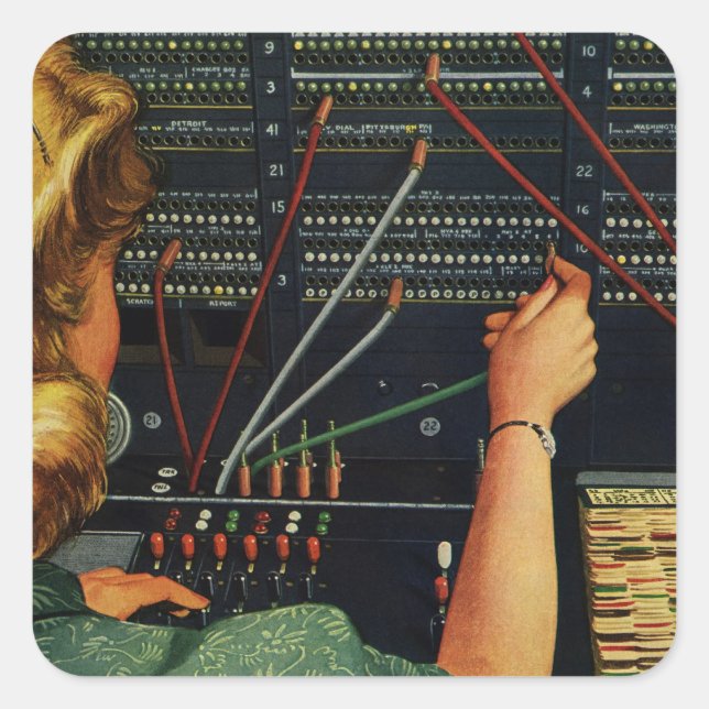 Sticker Carré Opérateur de tableau de bord téléphonique, entrepr (Devant)