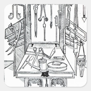Sticker Carré Operating table and surgical instruments, from 'Da