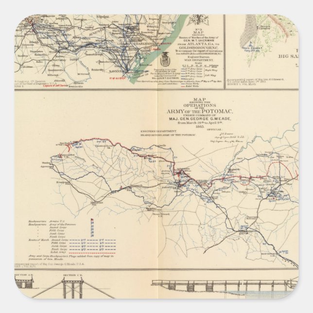 Sticker Carré Opérations de l'Armée de potomac (Devant)