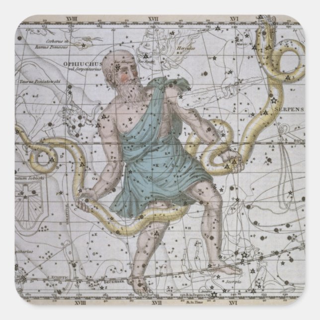Sticker Carré Ophiuchus ou Serpentarius, de 'Un Atlas Céleste (Devant)